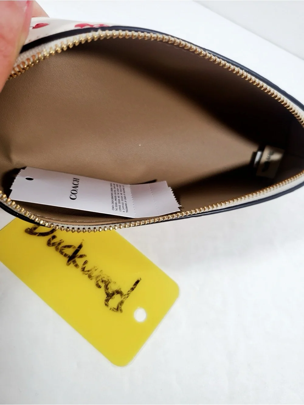 New Coach Cherry Print Pencil Case CFA45 Gold/Chalk Multi